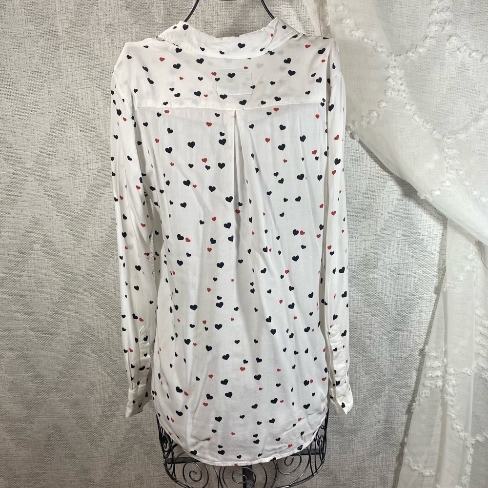 Rails Rosci Black And Red Heart Print Collared Bu… - image 3